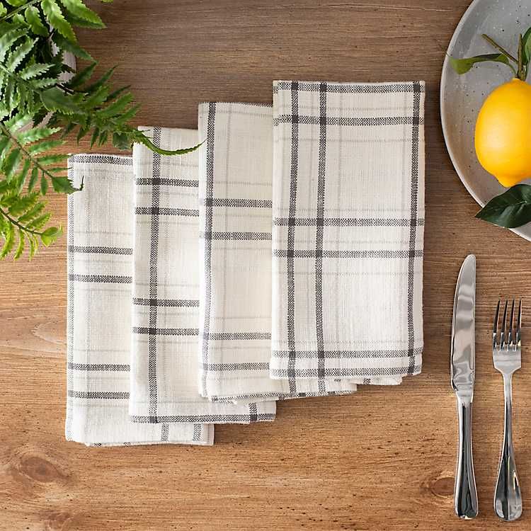 New! Charcoal Plaid Columbia Napkins, Set of 4 | Kirkland's Home