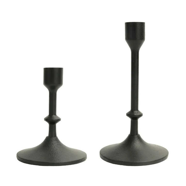 Better Homes & Gardens Black Cast Iron Metal Taper Candle Holder, 2-Pack | Walmart (US)