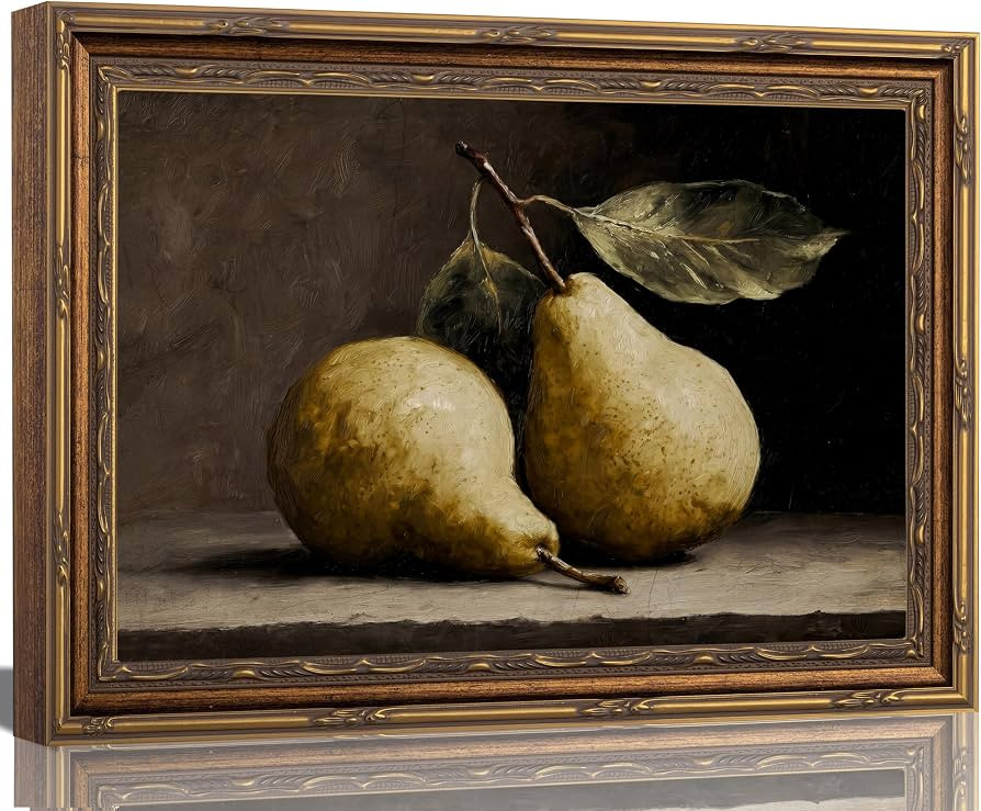 Vintage Gold Framed Pear Still Life Canvas Wall Art 9x11 Inch | Amazon (US)