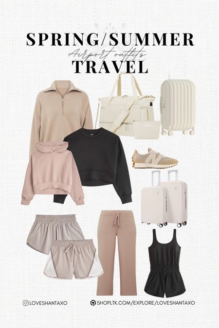 Travel outfit, airport outfit, neutral, style, neutral look, gym shorts, gym outfit, workout set, spring travel, summer travel, vacay, vacation look, new balance sneakers, carry on luggage, duffel bag, duffle bag, hoodie, travel romper, winter

#LTKtravel #LTKSeasonal #LTKstyletip