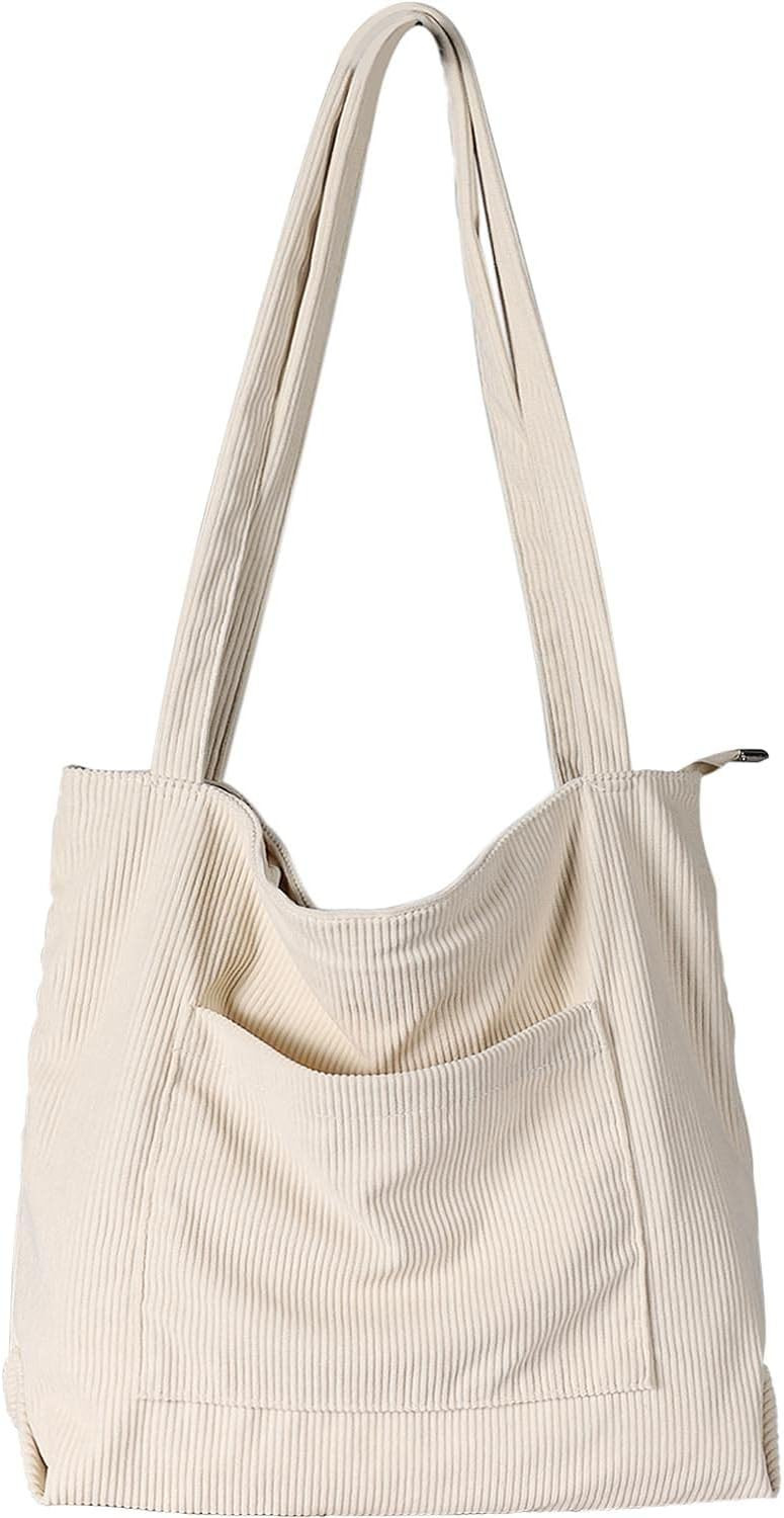 WantGor Women Corduroy Tote Bag, Large Shoulder Hobo Bags Casual Handbags | Amazon (US)