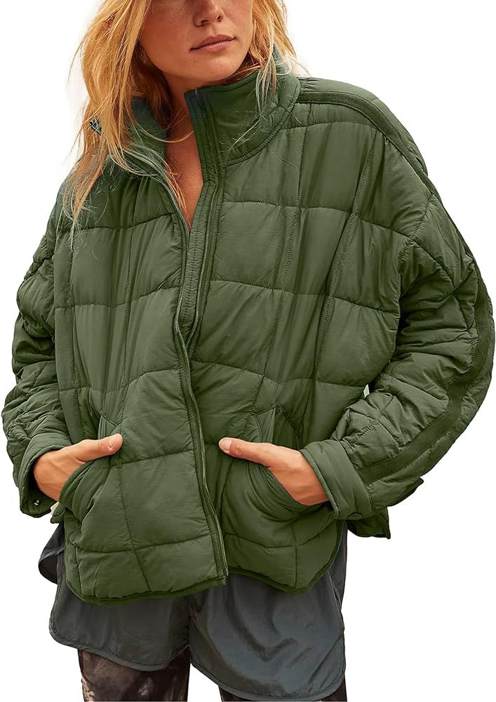 Omoone Women's Quilted Puffer Jacket Zip Up Oversized Lightweight Padded Down Coat Outerwear(3877... | Amazon (US)