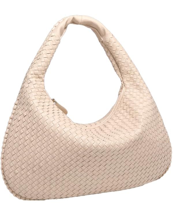 Women Woven Vegan Leather Handbag Retro Top-handle Shoulder Bag Handmade Tote Bag Dumpling Purse ... | Amazon (US)