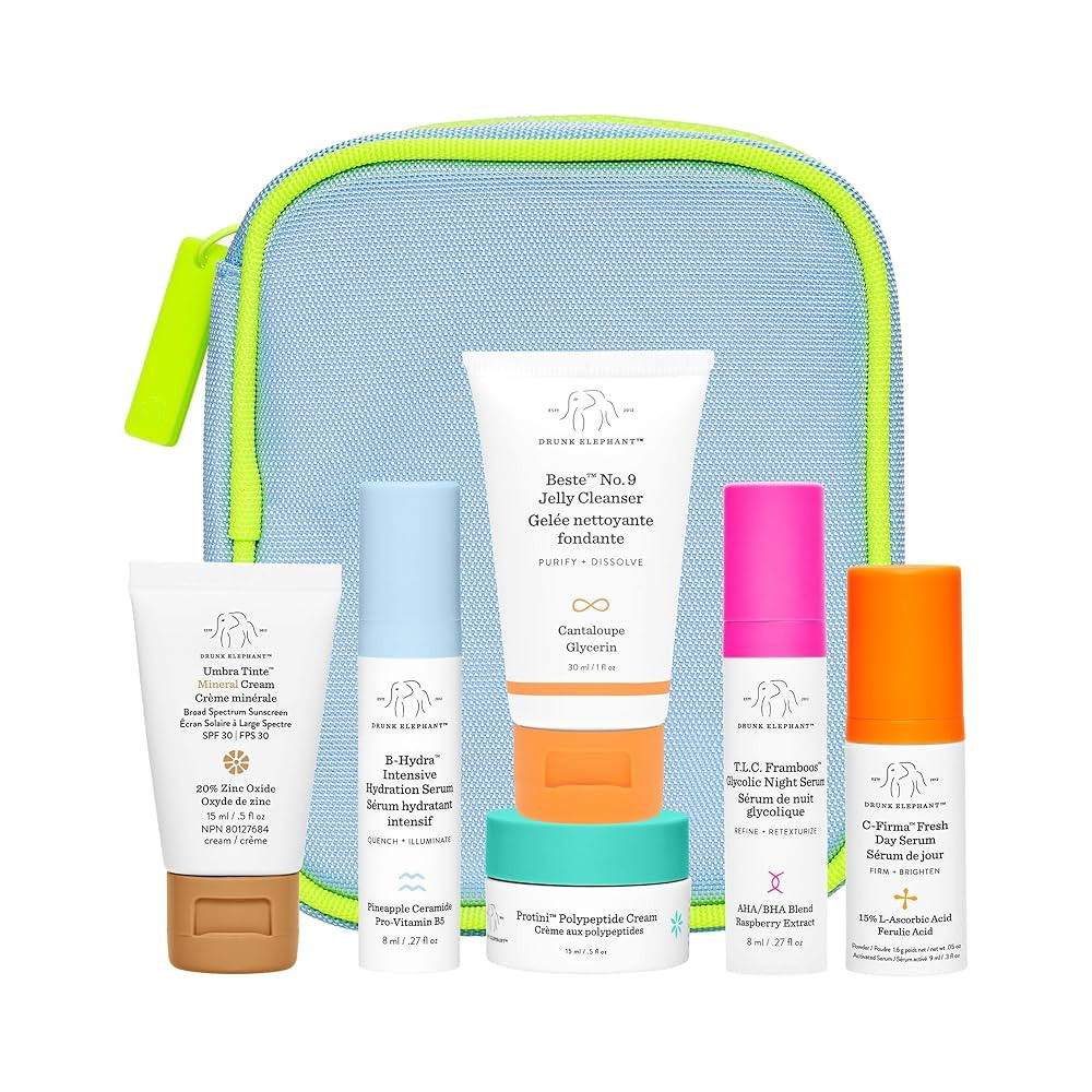 Drunk Elephant The Littles 7.0 Kit - 6 Travel-Friendly A.M. and P.M. Essentials - Clean Clinical ... | Amazon (US)