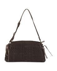 suede woven east west clutch | TJ Maxx