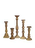 IMAX Mason Natural Wash Wood Candleholders - Set of 5 Vintage Candle Stands - Home Decor Accessory | Amazon (US)