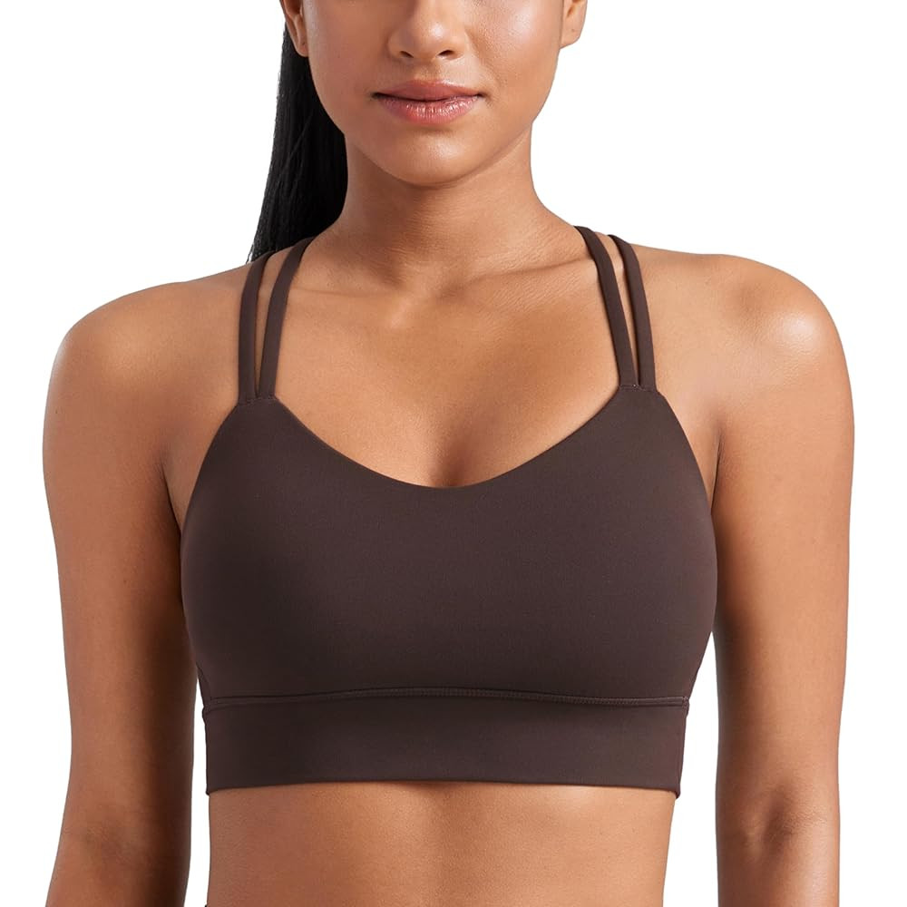 CRZ YOGA Softness Mold Womens Butterluxe Strappy Longline Sports Bra - Double Spaghetti Strap Wor... | Amazon (US)