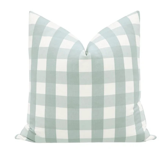 Charleston Check // Spa Blue COVER ONLY | Buffalo Check | kids room | light blue | throw pillow | | Etsy (US)
