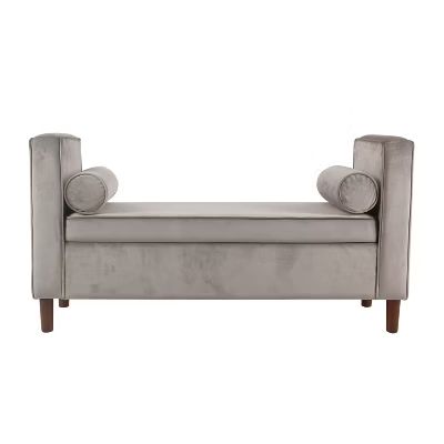 Rimo Velvet Storage Bench Gray - HomePop | Target