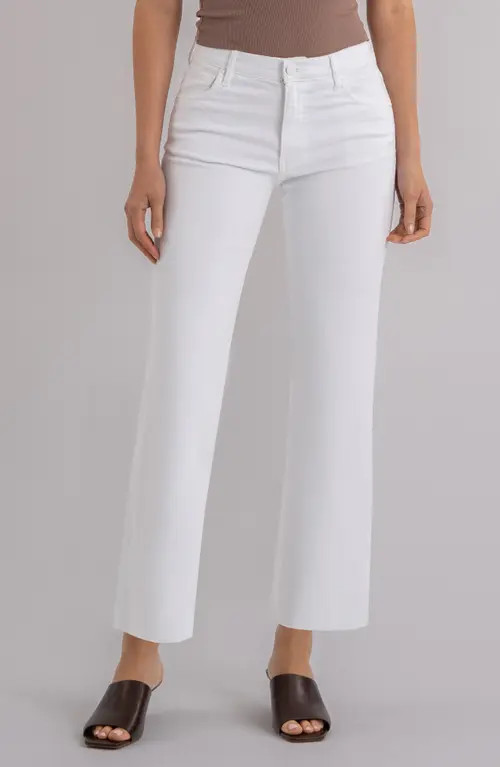 KUT from the Kloth Avery Raw Hem Ankle Slim Straight Leg Jeans in Optic White at Nordstrom, Size 0 | Nordstrom