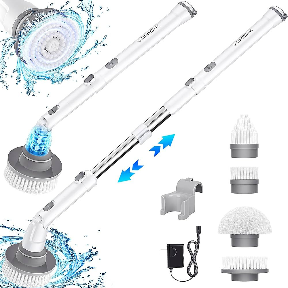 Voweek Electric Spin Scrubber, Cordless Cleaning Brush with Adjustable Extension Arm 4 Replaceabl... | Amazon (US)