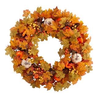 30" Autumn Pumpkin & Maple Leaf Fall Wreath | Michaels Stores