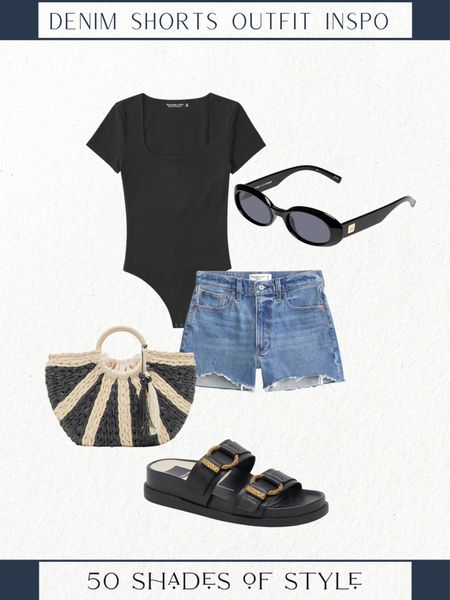 Sharing my favorite go to  denim shorts chic outfit for spring and summer. These denim shorts are the perfect  length and love pairing them with this black t shirt bodysuit and summer sandals, bag and sunglasses. 

Chic denim shorts outfit, Abercrombie denim shorts outfit, summer chic denim shorts outfit

#LTKStyleTip #LTKShoeCrush #LTKOver40