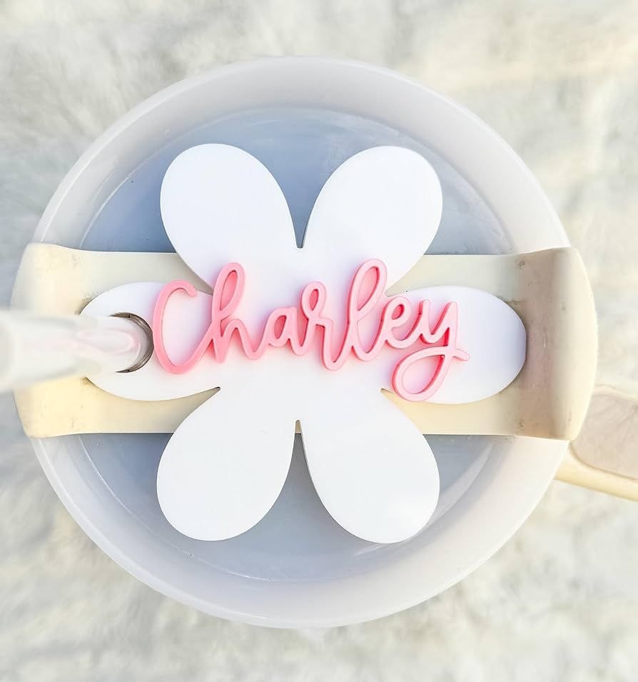 Personalized Stanley Tumbler Name Plates, Daisy Raised Lettering Stanley Cup Name Plate for Lid, ... | Amazon (US)