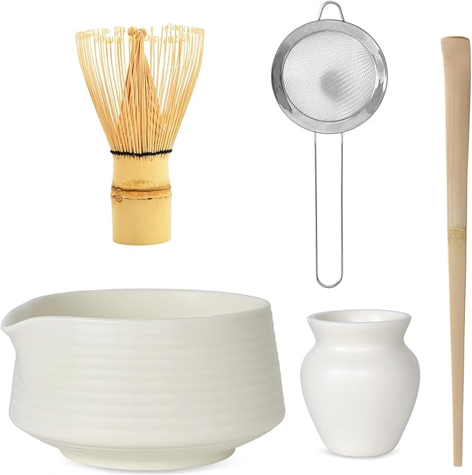 5-Piece Matcha Set, Japanese Tea Ceremony Set, Ceramic Matcha Bowl with Spout, Bamboo Whisk, Bamb... | Amazon (UK)