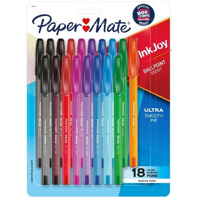 Paper Mate Ink Joy 100ST 18pk Ballpoint Pens 1.00mm Medium Tip Multicolored: Quick Drying, Pocket Clip, 18 Count | Target