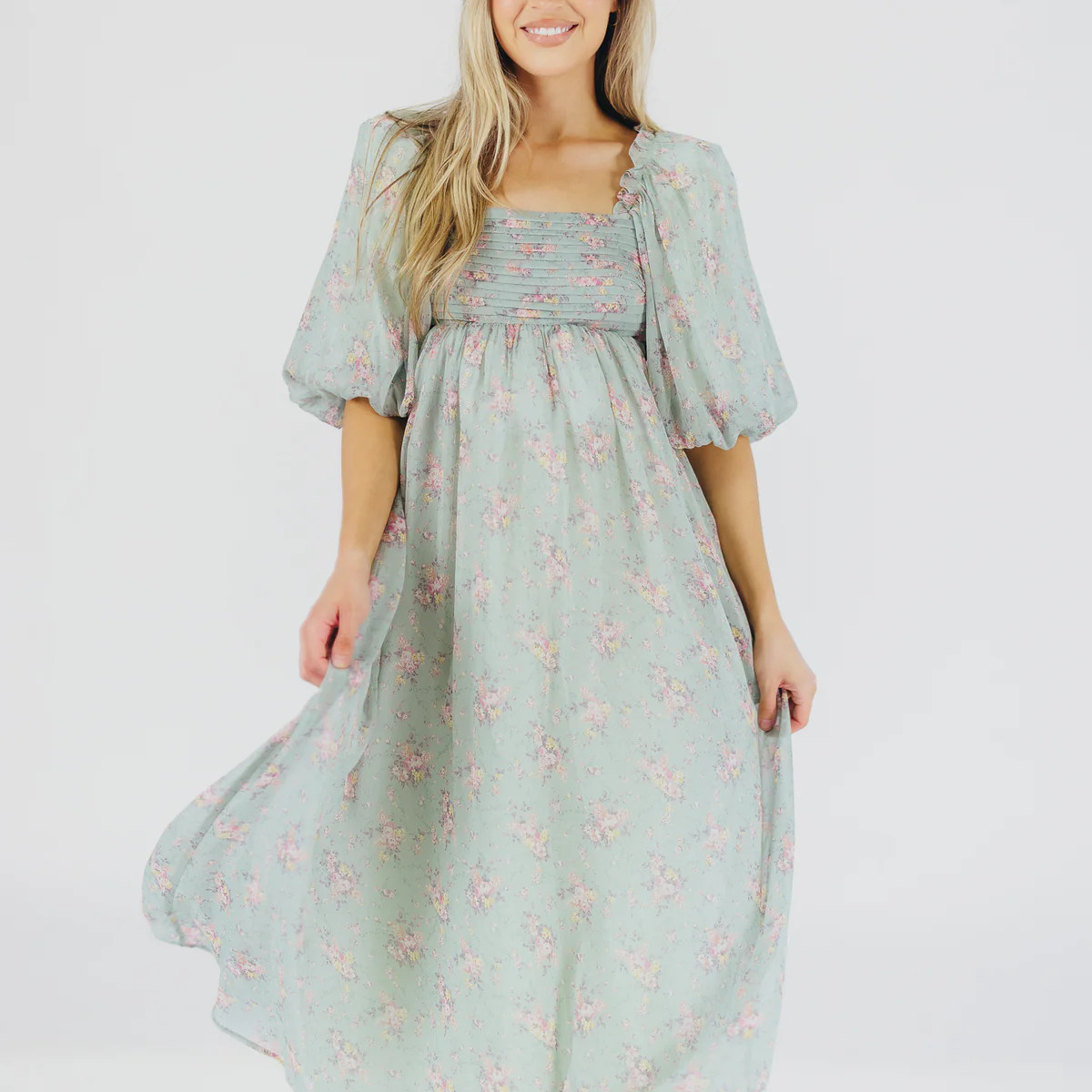 Melody Maxi Dress in Turquoise Floral - Bump Friendly & Inclusive Sizi | Worth Collective