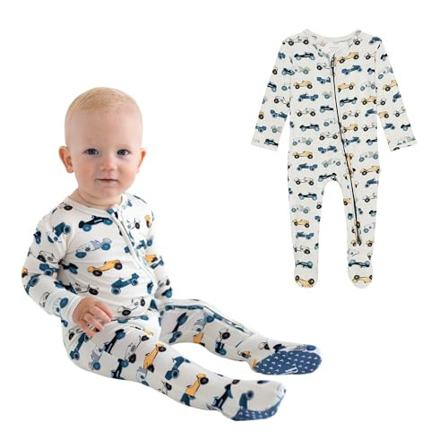 Posh Peanut Baby Boy Footie Pajamas - Soft Viscose Made from Bamboo 2 Way Zipper Sleepers & Onesies with Non-SlipGrips for Newborns to Toddlers (Enzo, Newborn) | Amazon (US)