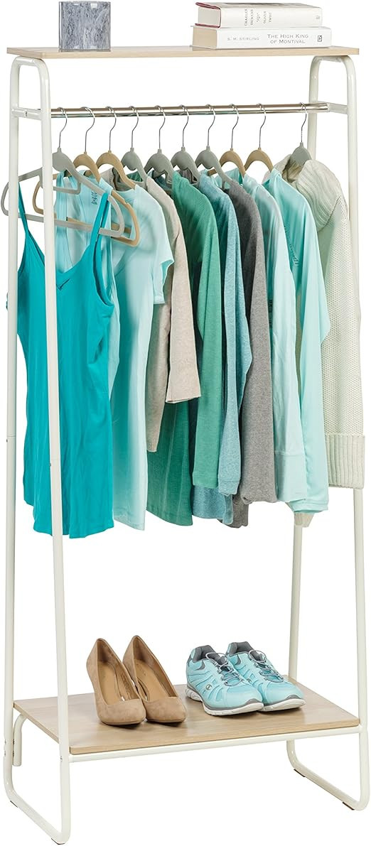 IRIS USA Clothing Rack, Clothes Rack with 2 Wood Shelves, Freestanding Clothing Rack, Easy to Ass... | Amazon (US)