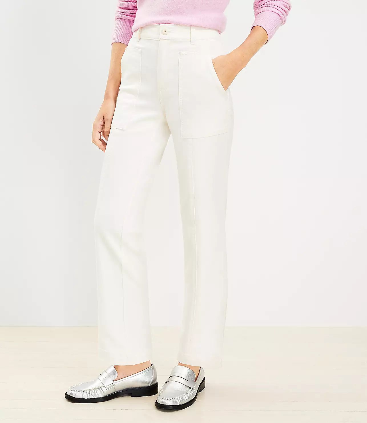 Patch Pocket Straight Pant in Twill | LOFT