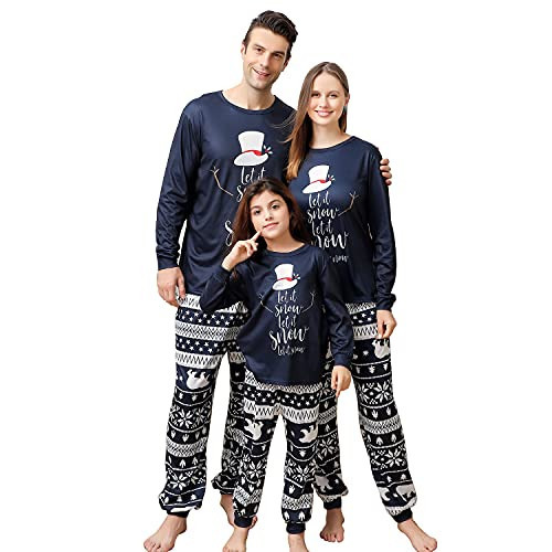 ANGELGGH Family Christmas PJs Matching Sets, Cute Holiday Pajamas Printed Top and Pants, Xmas Jammies for Couples/Men/Women (Men, XXL, Blue Snowman) | Amazon (US)