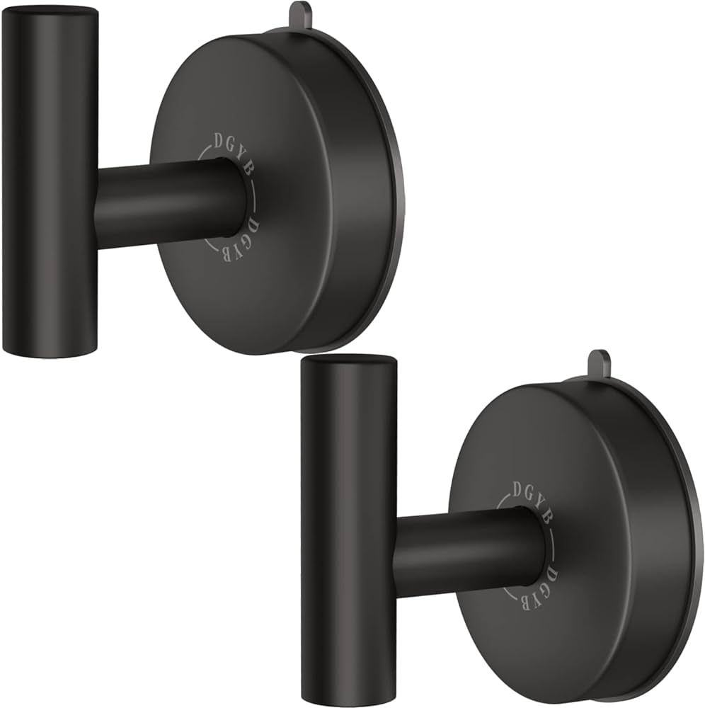 DGYB Large Suction Cup Hooks for Shower Set of 2 Black Towel Hooks for Bathrooms Stainless Steel ... | Amazon (US)