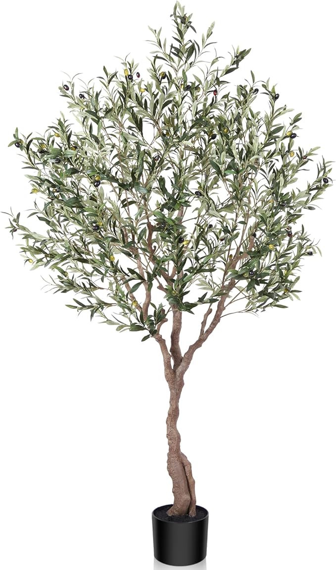 LOMANTO Olive Trees Artificial Indoor, 7Ft Artificial Olive Plants, Tall Faux Olive Tree, Fake To... | Amazon (US)