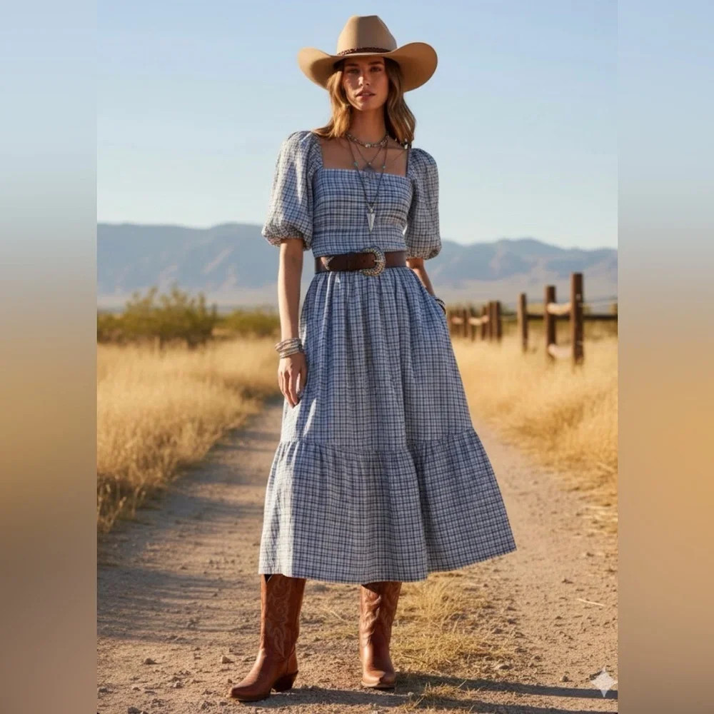 The A&F Emerson Linen-Blend Puff
Sleeve Midi Dress size med petite size MP | Poshmark