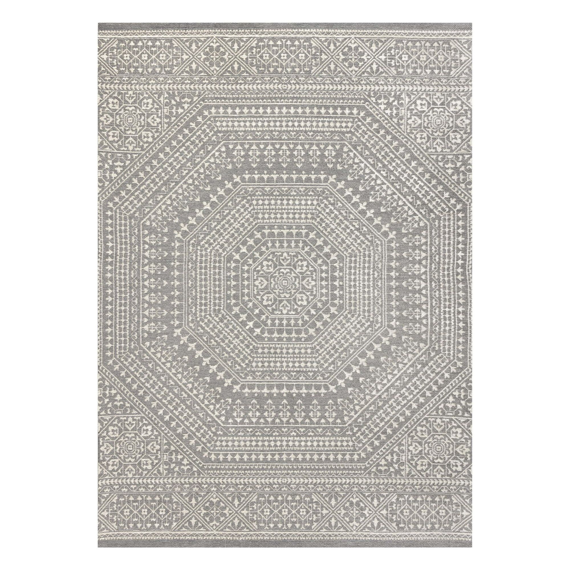 Mainstays Woven Medallion 7’ x 10’ Outdoor Rug - Polypropylene/Polyester - Light Gray | Walmart (US)