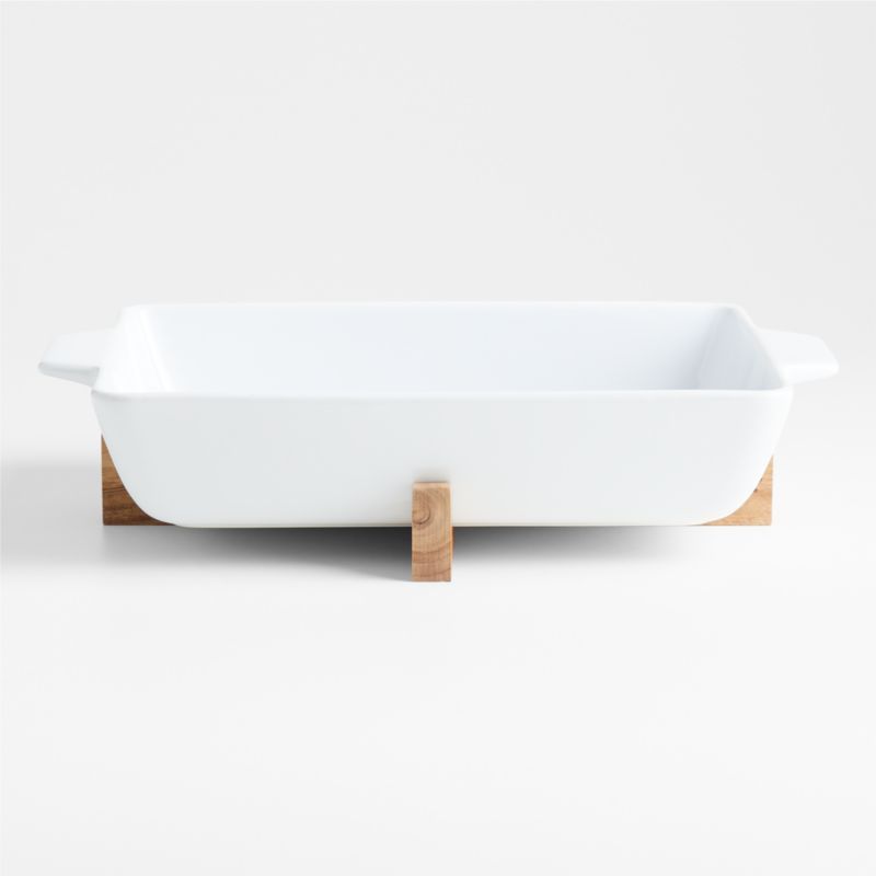 Oven-to-Table Rectangle Baking Dish with Trivet + Reviews | Crate & Barrel | Crate & Barrel
