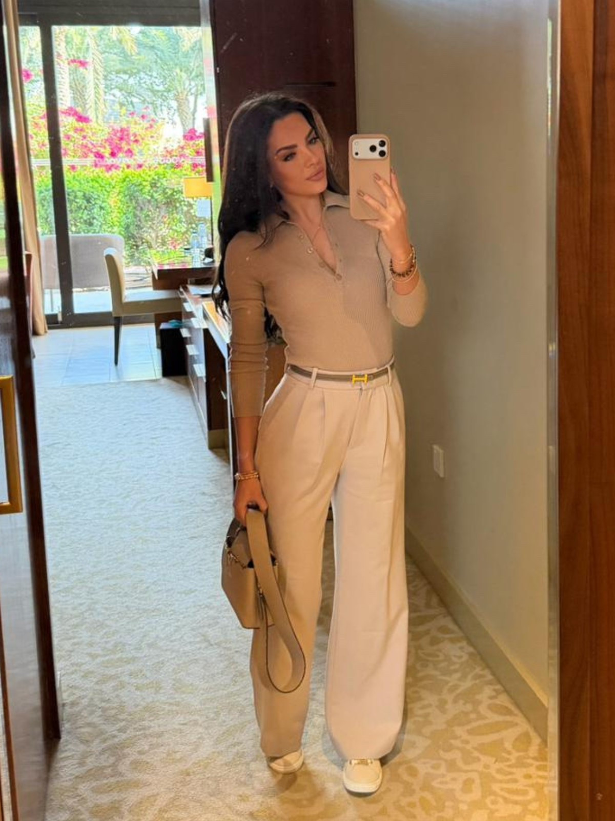 Smart casual outfit idea
Cream tailored trousers, taupe long sleeve polo and taupe trainers 

#LTKuk #LTKstyletip #LTKworkwear