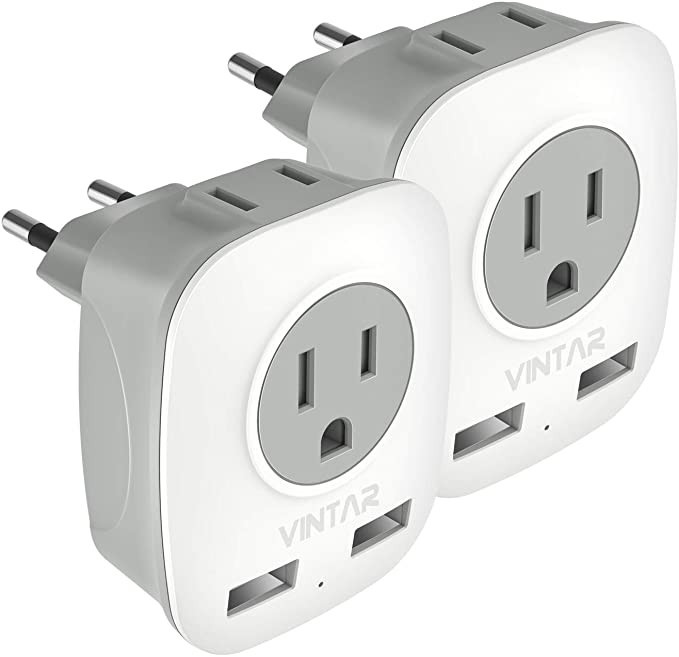 [2-Pack] European Travel Plug Adapter, VINTAR International Power Plug Adapter with 2 USB Ports,2... | Amazon (US)