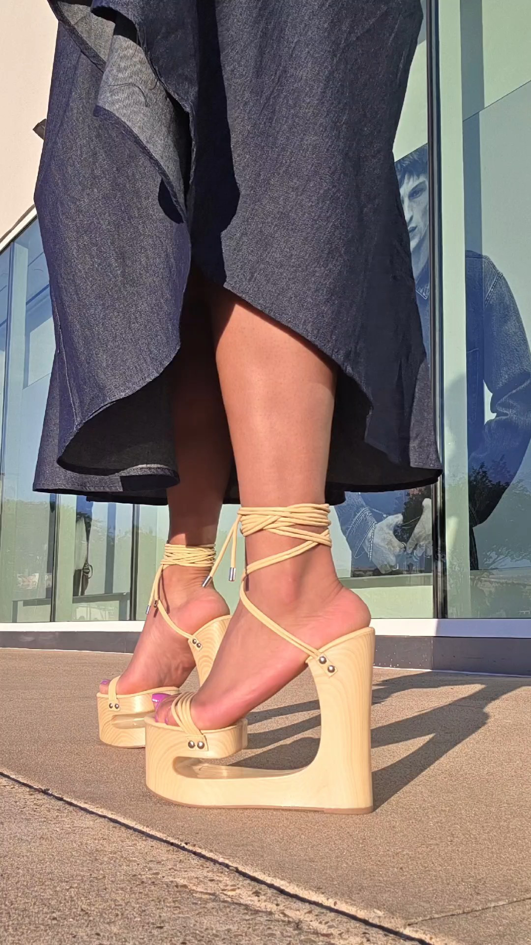If you love a bold, fun heel you are in the right place. This Azela Wang structured platform heel is that girl. And believe it or not she is comfy. I'm wearing my true size 9 and I paired it with this denim skirt from Express that has the most adorable matching bow top.

#LTKootd #LTKvlog #LTKOver40