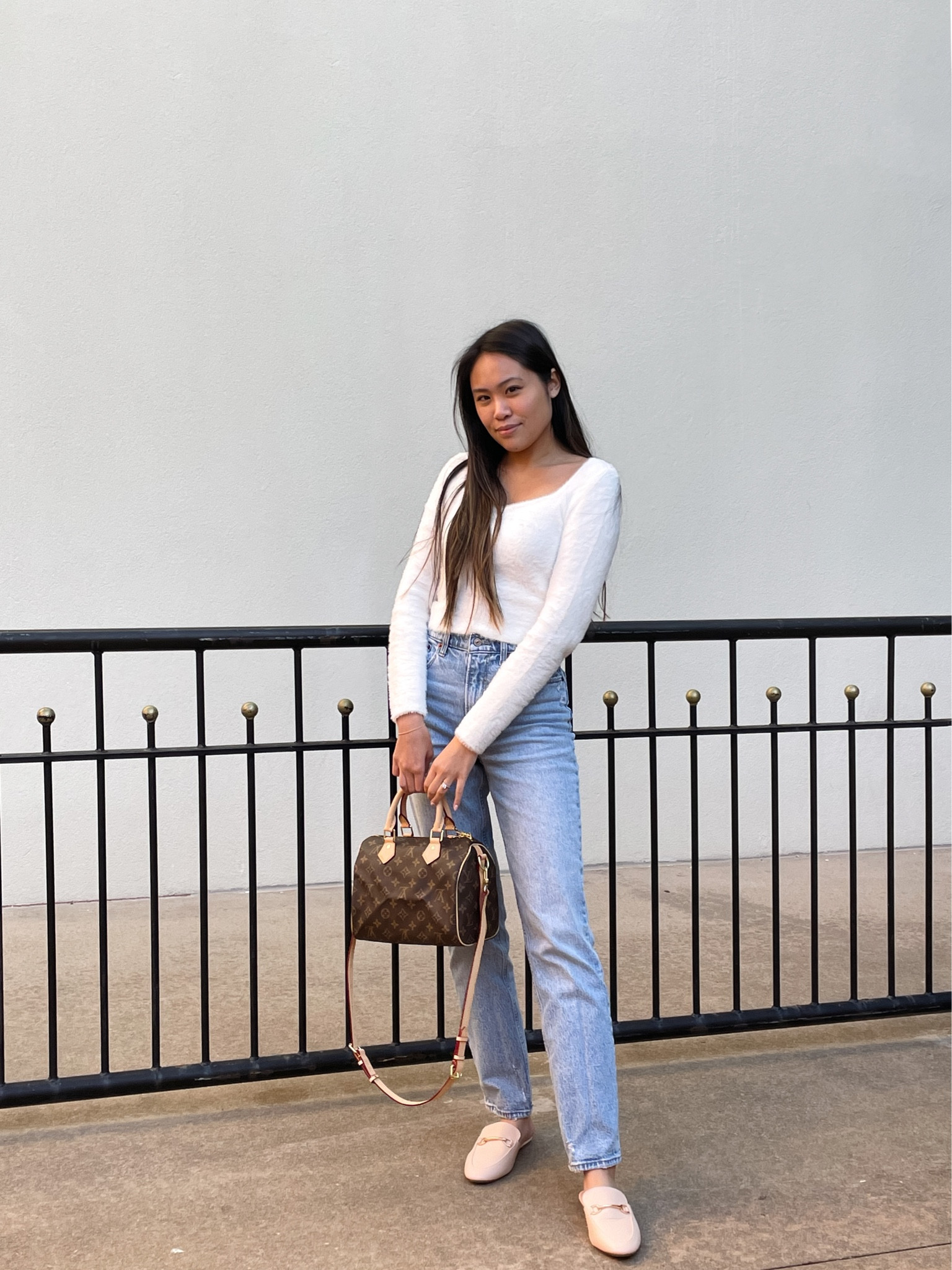 Cropped white fluffy fuzzy sweater, white top, Abercrombie jeans, straight jeans, mules, nude flats, casual workwear, casual style, everyday outfit, minimal style, neutral style, capsule wardrobe, casual chic

#LTKshoecrush #LTKstyletip #LTKworkwear