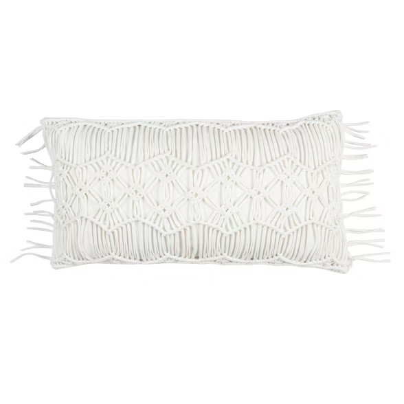 Ivory Floral Cotton Throw Pillow (14"x26") - Rizzy Home | Target