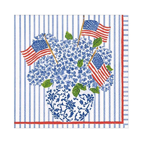 Amazon.com: Caspari American Flags and Hydrangeas Paper Luncheon Napkins, 20 Per Package : Health... | Amazon (US)