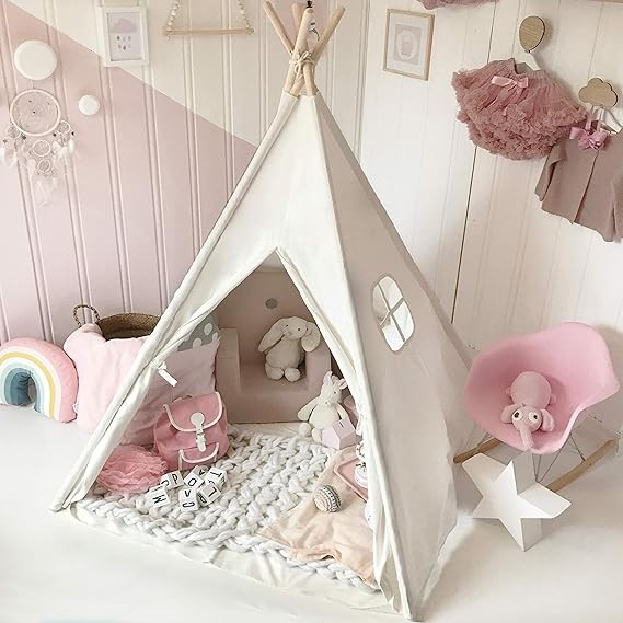 Kids Teepee Tent with Padded Mat & Light String& Carry Case- Kids Foldable Play Tent for Indoor O... | Amazon (US)