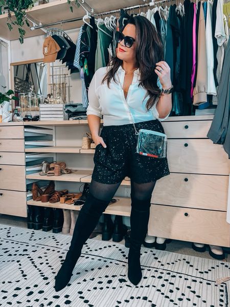 Target- Abercrombie & fitch- express- JCPenny- H&M- amazon- nordstrom- walmart- tall boots- black boots- sunglasses- clear purse- clear bag- sequin outfit- sequin skirt- sequin shorts- oversized white tee- oversized tee- button down- curvy outfit- eras tour outfit- eras tour outfit inspo- outfit inspo

#LTKSeasonal #LTKstyletip #LTKcurves