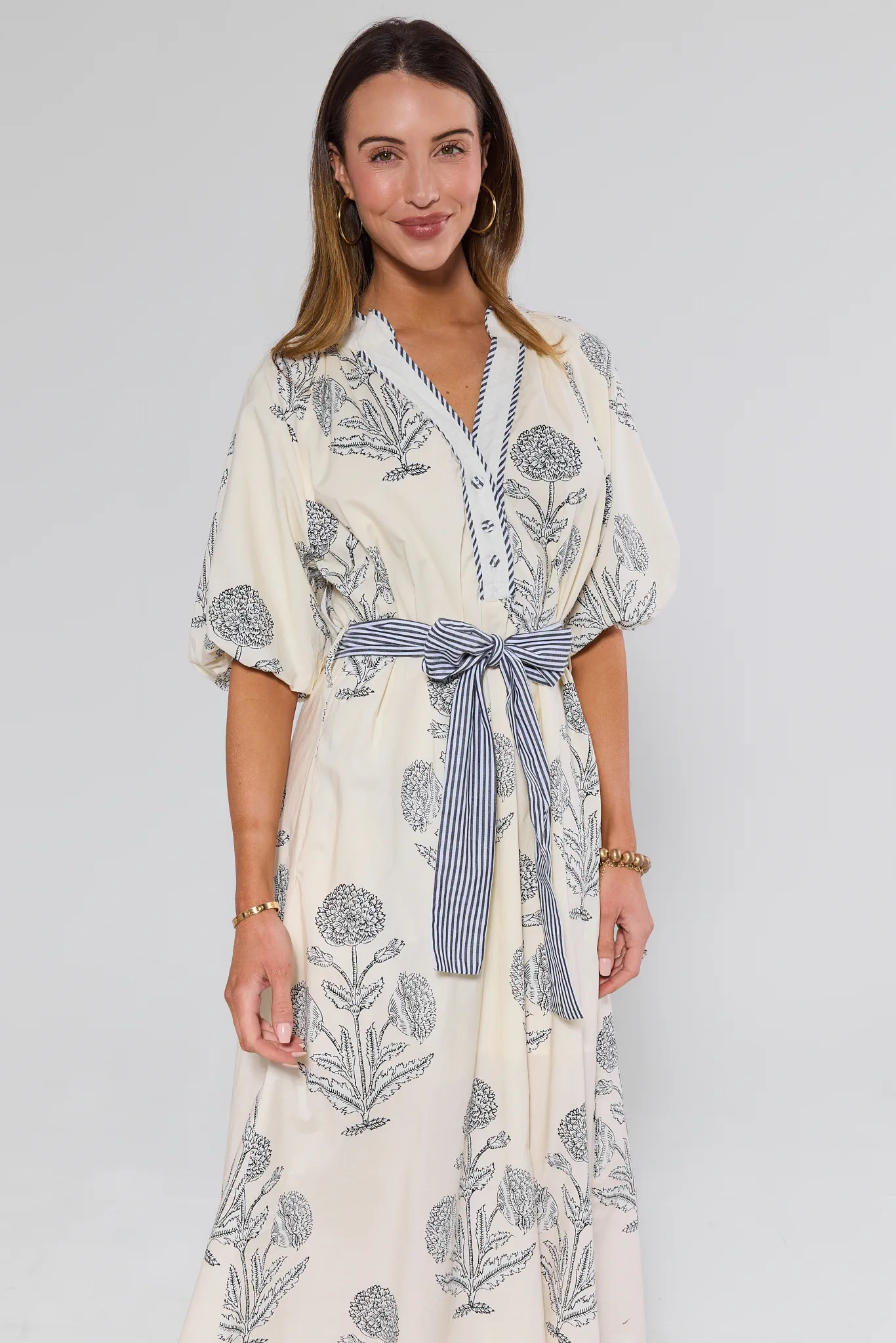 Becca White Floral Print Midi Dress | Avara