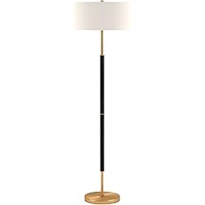 Henn&Hart 2-Light Floor Lamp with Fabric Shade in Matte Black/Brass/White, Floor Lamp for Home Of... | Amazon (US)