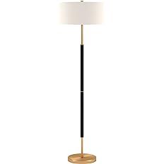 Henn&Hart 2-Light Floor Lamp with Fabric Shade in Matte Black/Brass/White, Floor Lamp for Home Of... | Amazon (US)