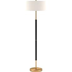 Henn&Hart 2-Light Floor Lamp with Fabric Shade in Matte Black/Brass/White, Floor Lamp for Home Of... | Amazon (US)