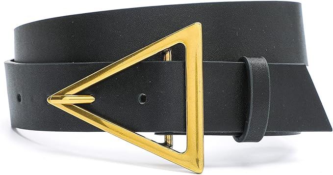 HOTWILL Belts for Women Jeans Dress Fashion Wide Waist Belt with Bronze Triangle Buckle | Amazon (US)