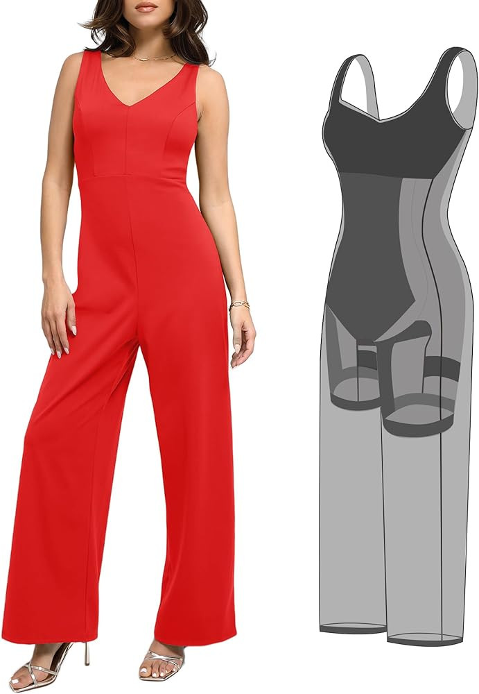 Popilush Shapewear Jumpsuit For Womens Romper Built-In Shapewear Jumpsuits For Women Tummy Contro... | Amazon (US)