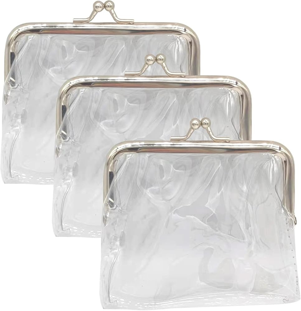 3 Pieces Clear Coin Purse，Transparent Change Purse，Jelly Wallets ，PVC Kiss-Lock Clear Walle... | Amazon (US)