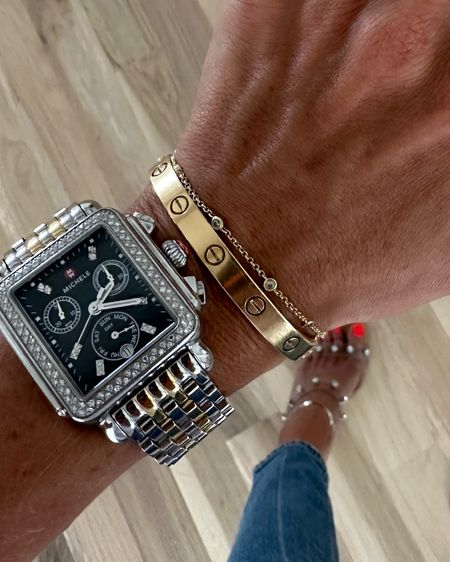 Silver and gold Michele watch wiht diamonds everyday watch 

#LTKunder100 #LTKunder50 #LTKsalealert