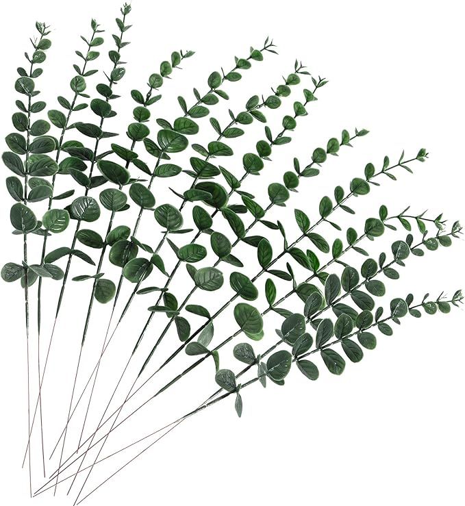 12 Pcs Artificial Eucalyptus Stems Faux Silver Dollar Eucalyptus Leaves Greenery Stems for Home W... | Amazon (US)