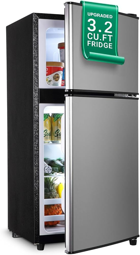 Compact Refrigerator, 3.2 Cu.Ft Small Fridge, Apartment Size Refrigerator with Double Door, 7 Lev... | Amazon (US)
