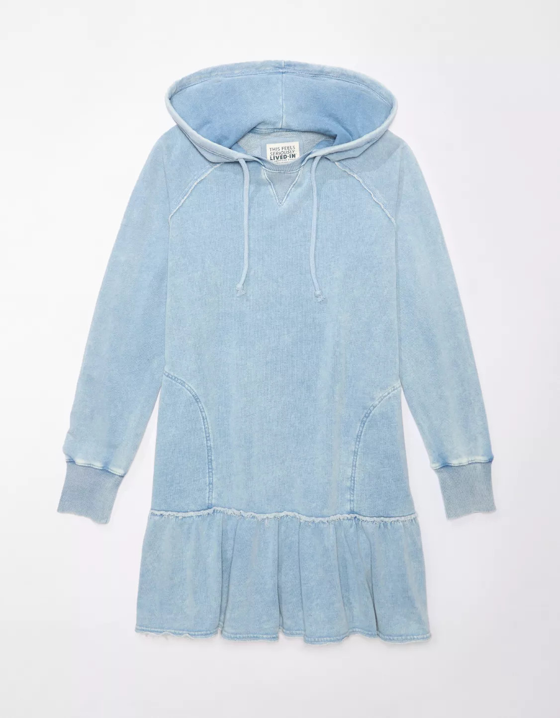 AE Fleece Hoodie Ruffle Mini Dress | American Eagle Outfitters (US & CA)