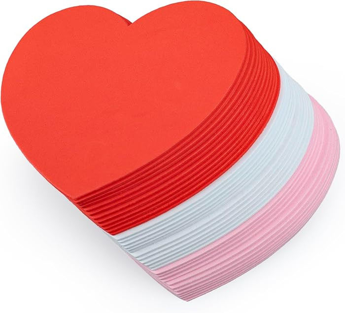 36 Pcs Foam Hearts Crafts Large 6 Inch Valentines Foam Heart Shapes Red Pink White Big Foam Heart... | Amazon (US)